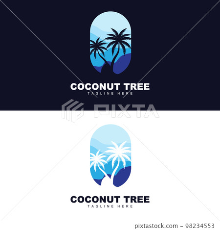 Coconut Tree Logo, Ocean Tree Vector, Design For Templates, Product Branding, Beach Tourism Object Logo 98234553