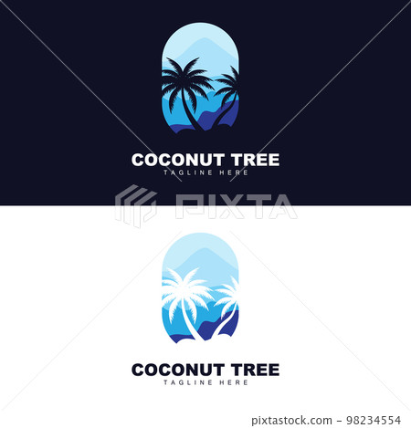 Coconut Tree Logo, Ocean Tree Vector, Design For Templates, Product Branding, Beach Tourism Object Logo 98234554