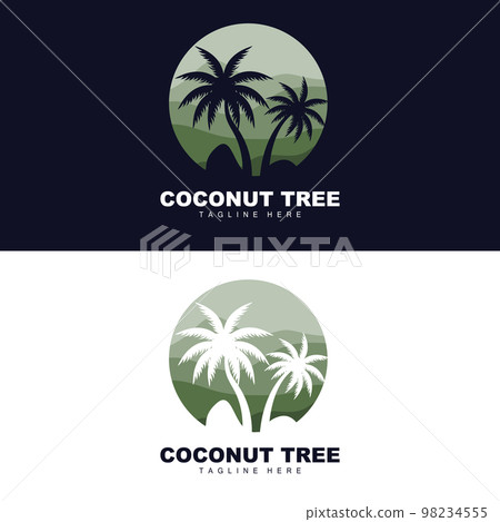 Coconut Tree Logo, Ocean Tree Vector, Design For Templates, Product Branding, Beach Tourism Object Logo 98234555