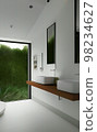 Close-up small basin in small bathroom, Concept of lifestyle, environment and nature in toilet. 98234627