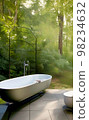 Relax bathtub with natural view in bathroom 98234632