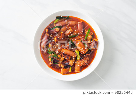 Stir-fried squid or octopus with Korean spicy sauce Stir-fried squid or octopus with Korean spicy sauce 98235443