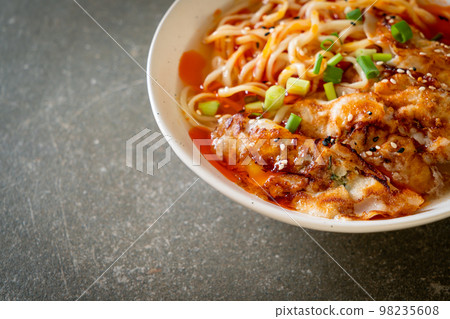 ramen noodles with gyoza or pork dumplings ramen noodles with gyoza or pork dumplings 98235608