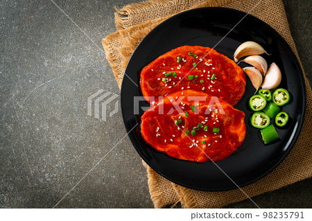 pork Korean marinated or fresh pork raw marinated with Korean spicy paste 98235791