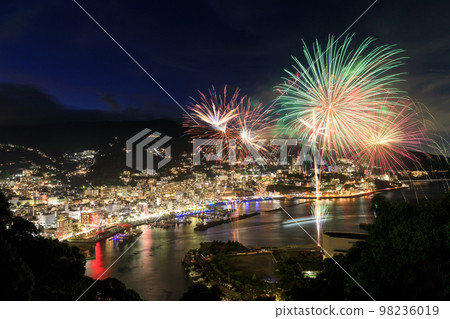 Atami hot springs _ superb view of Atami sea fireworks display 98236019