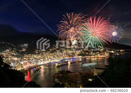 Atami hot springs _ superb view of Atami sea fireworks display 98236020