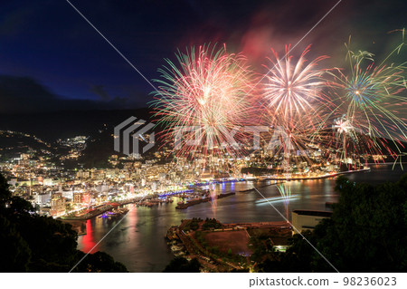 Atami hot springs _ superb view of Atami sea fireworks display 98236023