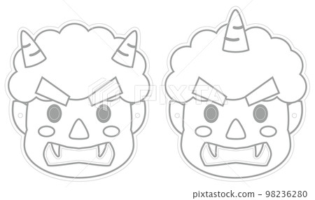 Set of Setsubun demon masks - Stock Illustration [98236280