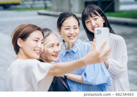 Women of various ages taking commemorative photos Women of various ages taking commemorative photos 98236483