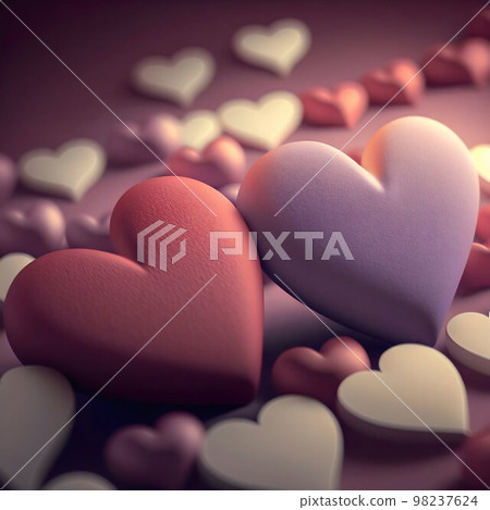 Valentine day hearts on solid background  98237624