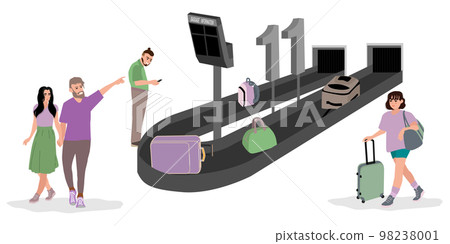 Scene with people at airport baggage claim area Scene with people at airport baggage claim area 98238001