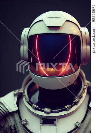 Portrait of an fictional astronaut in neon light in a spacesuit. High-tech astronaut from the future. The concept of space travel. 3D rendering Portrait of an fictional astronaut in neon light in a spacesuit. High-tech astronaut from the future. The concept of space travel. 3D rendering 98238672