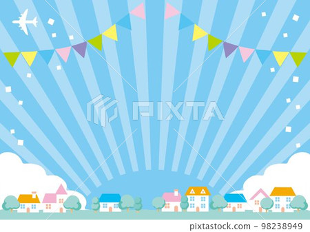 Frame townscape house plane landscape background illustration material Frame townscape house plane landscape background illustration material 98238949