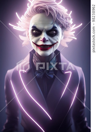 A fictional person, not based on a real person. Mystical creepy man with frightening makeup. Gothic mystery man. 3D rendering A fictional person, not based on a real person. Mystical creepy man with frightening makeup. Gothic mystery man. 3D rendering 98238962