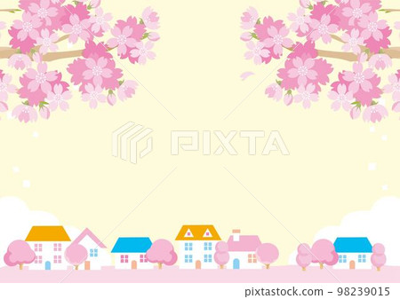 框架春天城市景觀房子櫻花櫻花景觀背景圖素材 框架春天城市景觀房子櫻花櫻花景觀背景圖素材 98239015