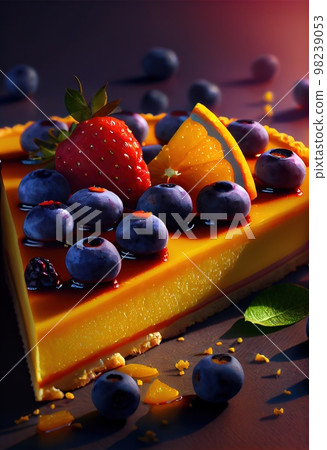 Delicious Christmas treats with blueberries and strawberries, close-up view. Generative AI Art 98239053