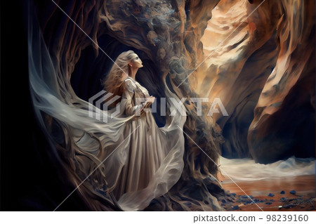 Portrait of a beautiful fantasy priestess. Image of an ancient princess. Generative AI Art 98239160