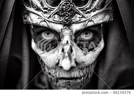 A fictional person, not based on a real person. Mystical creepy man with frightening makeup. Gothic mystery man. 3D rendering 98239376