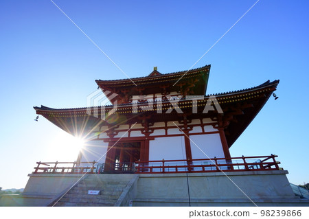 Heijo Palace Daigokuden, looking up from the east side 1 Heijo Palace Daigokuden, looking up from the east side 1 98239866