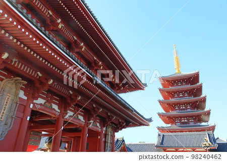 淺草寺寶藏門和五層寶塔東京旅遊勝地 98240462