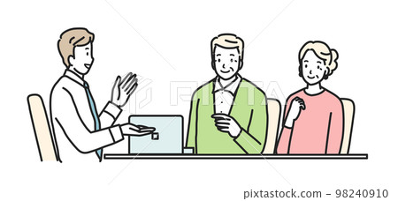 Senior couple consulting with a businessman 98240910
