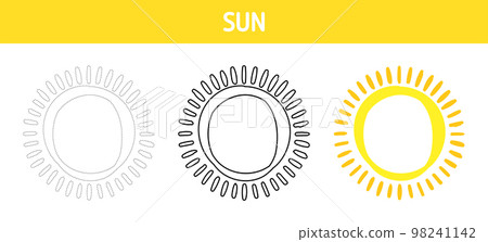 Sun tracing and coloring worksheet for kids Sun tracing and coloring worksheet for kids 98241142