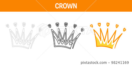 Crown tracing and coloring worksheet for kids Crown tracing and coloring worksheet for kids 98241169