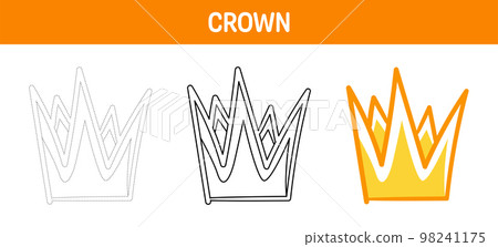Crown tracing and coloring worksheet for kids 98241175