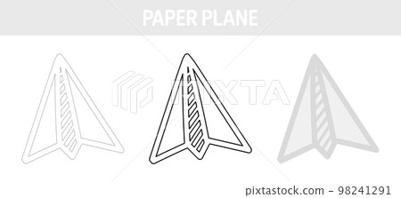 Paper plane tracing and coloring worksheet for kids Paper plane tracing and coloring worksheet for kids 98241291