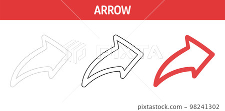 Arrow tracing and coloring worksheet for kids Arrow tracing and coloring worksheet for kids 98241302