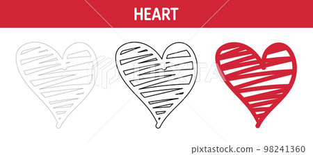 Heart tracing and coloring worksheet for kids 98241360