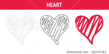 Heart tracing and coloring worksheet for kids 98241361