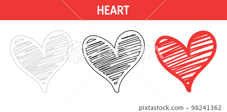 Heart tracing and coloring worksheet for kids 98241362