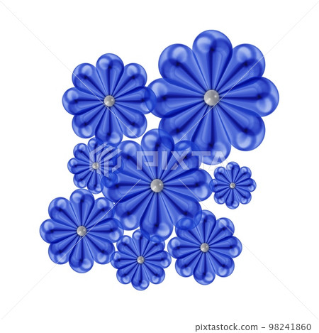 玻璃狀藍色花朵圖案插圖，透明花朵插圖，透明花朵圖案 98241860