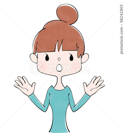 一個張開雙臂驚訝的女人的插圖 98242803