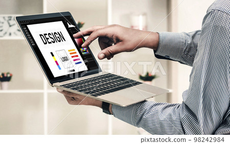 Graphic designer software for modern design of web page and commercial ads 98242984