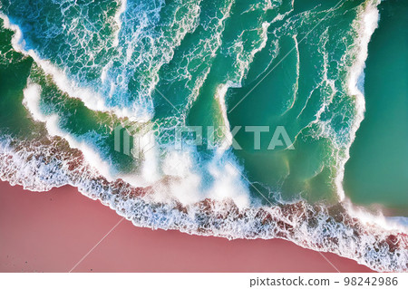 AI generated image top view from drone photo of beautiful pink beach. 98242986