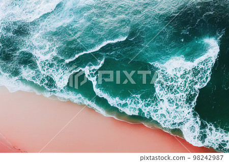 AI generated image top view from drone photo of beautiful pink beach. 98242987