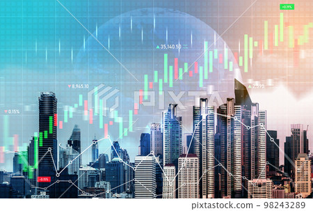 Financial graphs overlap with modernistic urban area for business concept. Financial graphs overlap with modernistic urban area for business concept. 98243289