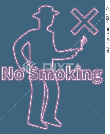 一個男人抽著霓虹燈下閃閃發光的香煙的剪影,以及一條呼籲戒菸的信息 一個男人抽著霓虹燈下閃閃發光的香煙的剪影,以及一條呼籲戒菸的信息 98243785