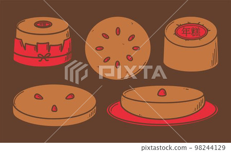 Nian gao, Chinese new year cake vector illustration. Chinese New year dessert niangao 98244129