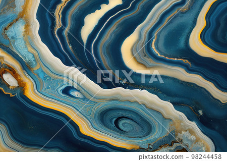 Splendid blue and gold luxury abstract artwork in alcohol ink technique. Splendid blue and gold luxury abstract artwork in alcohol ink technique. 98244458