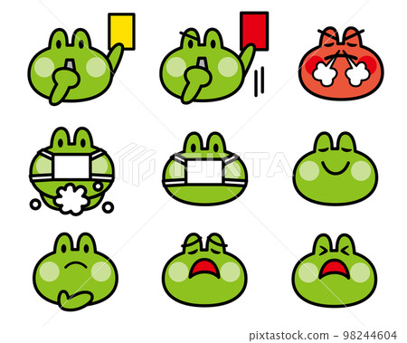 簡單青蛙表情套裝7（黃牌、面具、悲傷、暴怒等） 98244604