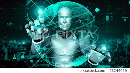 Futuristic robot artificial intelligence huminoid AI for industrial factory Futuristic robot artificial intelligence huminoid AI for industrial factory 98244619