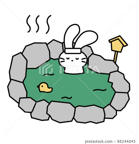 A simple illustration of a rabbit entering a hot spring A simple illustration of a rabbit entering a hot spring 98244845