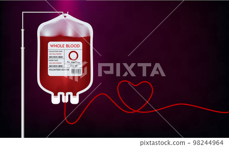 Blood bag with label different blood group O system. Blood donation ideas to help the injured medical. 3D Vector EPS10 illustration Blood bag with label different blood group O system. Blood donation ideas to help the injured medical. 3D Vector EPS10 illustration 98244964