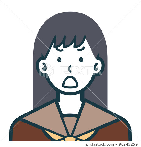 Bust shot of a high school girl with an angry face 1 Bust shot of a high school girl with an angry face 1 98245259