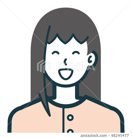 Bust shot of plain clothes woman with bursting smile 3 98245477