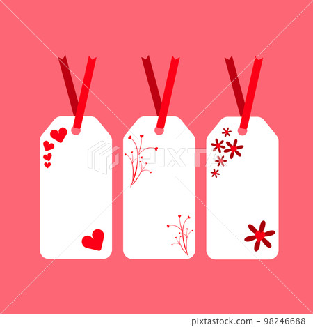 Set of blank labels, gift tag for a present with love decorates, hearts and flowers. Vector illustration 98246688
