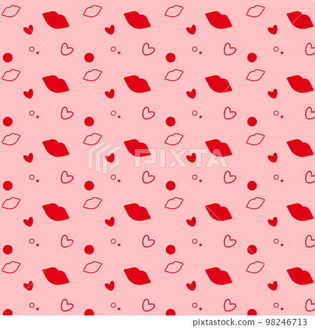 Seamless pattern with hearts and lips. Background with lips and hearts. Vector illustration 98246713